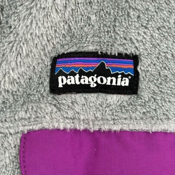 Patagonia Full Zip Vest Gray Purple Trim Womens Large - Picture 7 of 9